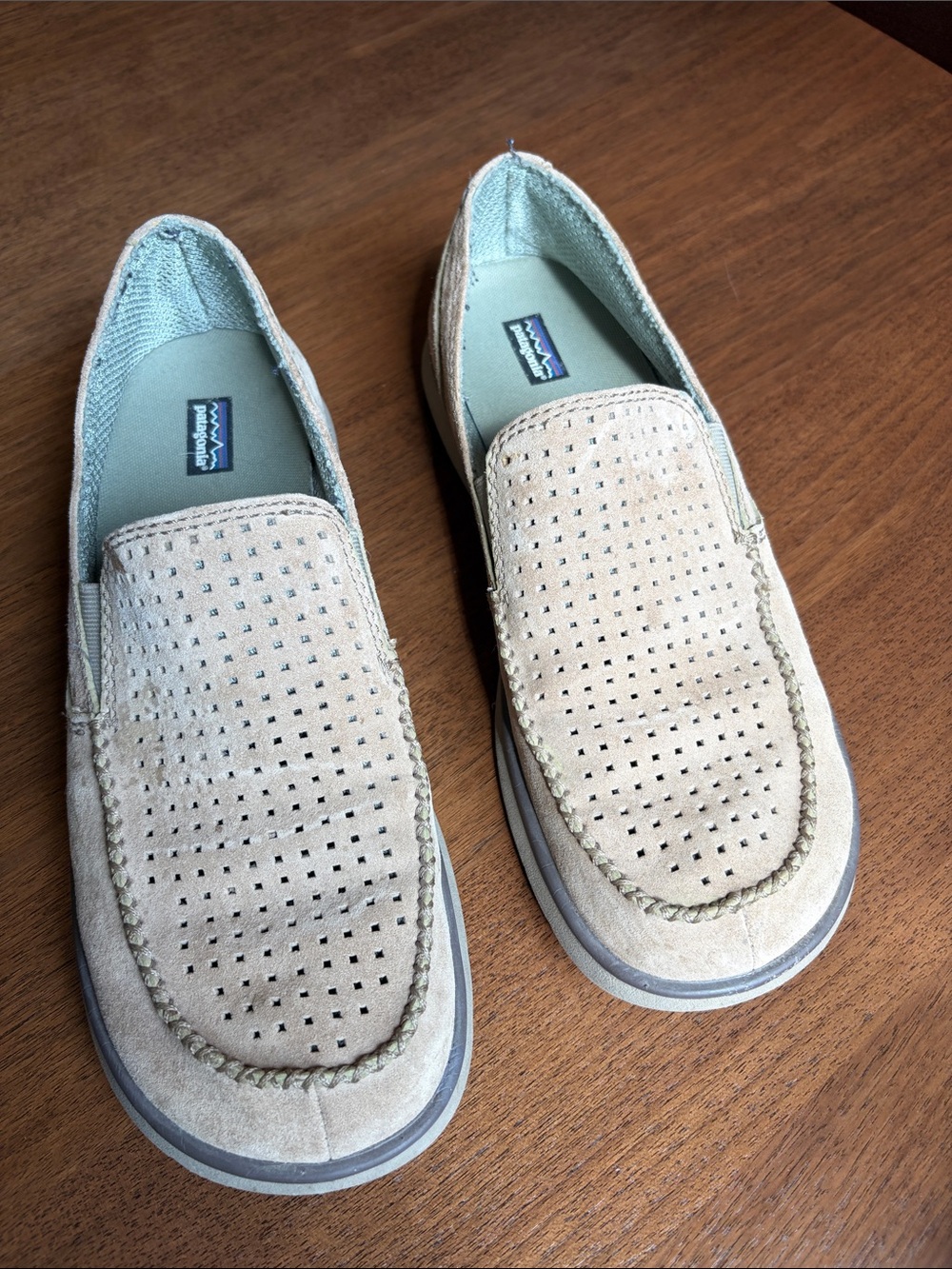Patagonia Men's Perforated Slip-On Loafers in Beige and Light Green